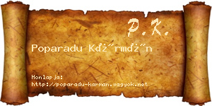 Poparadu Kármán névjegykártya